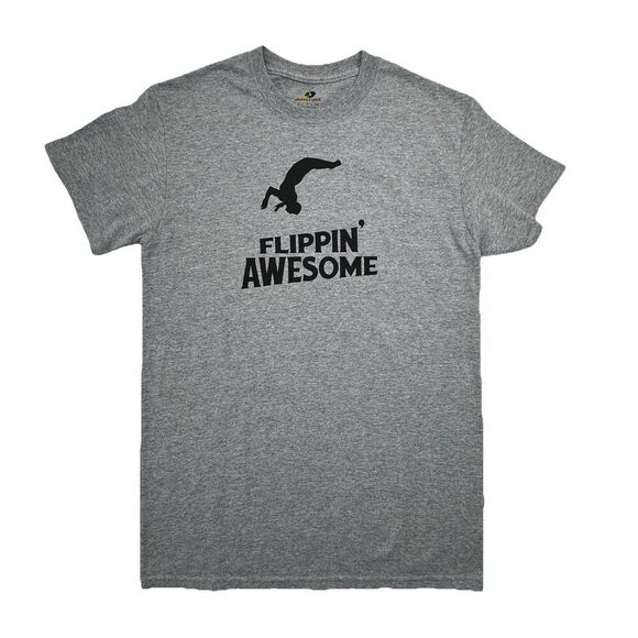 Flippin' Awesome Mens Funny T-Shirt Size Small Gray - Picture 1 of 5